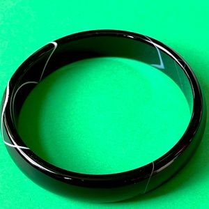 Black Quartz Bangle / Bracelet with White Swirl